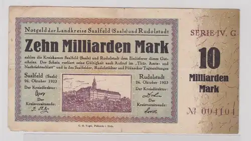 10 Milliarden Mark Banknote Landkreis Saalfeld Saale 26.10.1923 (137667)