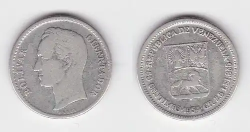50 Centimos Münze Silber Venezuela 1954 (140980)