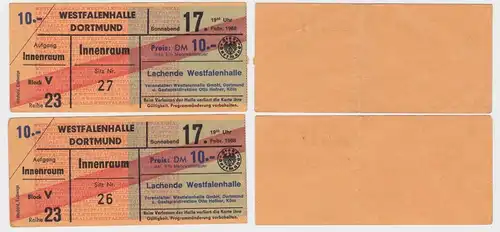 2 Tickets Wetsfalenhalle Dortmund 1968 "Lachende Westfalenhalle" (140213)