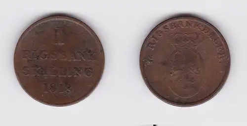 1 Schilling Kupfer Münze Schweden 1818 (127141)
