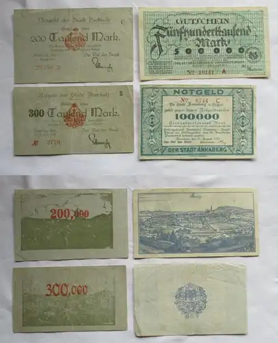 4 x Banknoten 100 bis 500 Tausend Mark Annaberg und Buchholz 1923 (144810)