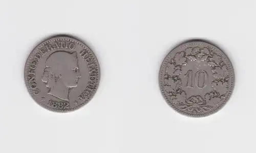 10 Rappen Kupfer Nickel Münze Schweiz 1882 B (144491)