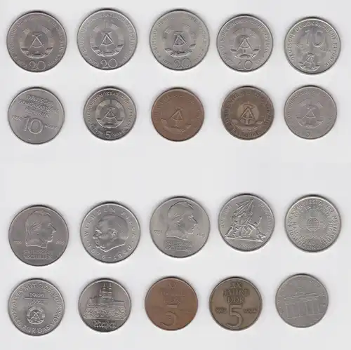 10 x DDR Gedenk Münzen 5, 10 und 20 Mark Meißen, Schiller, Pieck (145042)