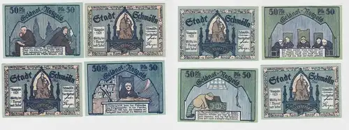 4x 50 Pfennig Banknote Notgeld Stadt Schmölln 1921 (136681)