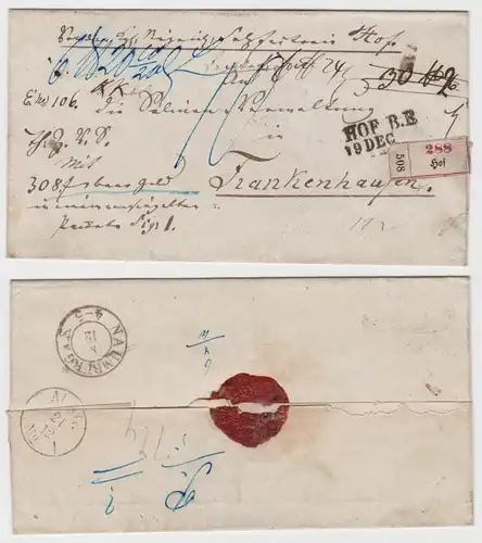 90101 seltener Siegelbrief Vorphilatelie von Hof nach Frankenhausen um 1850