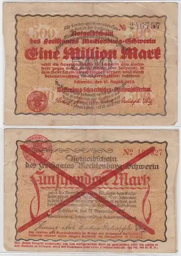 1 Million Mark Banknote Freistaat Mecklenburg Schwerin 1923 (135512)
