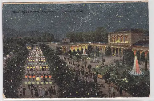 49607 Ak Bad Kissingen Abendbeleuchtung im Kurgarten um 1910