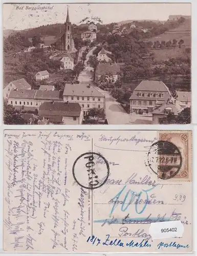 905402 AK Bad Berggiesshübel - Straßenansicht mit Kirche 1922