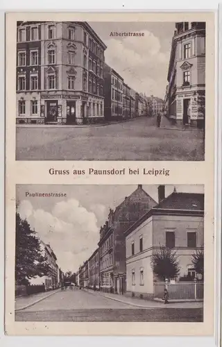 904615 AK Gruss aus Paunsdorf bei Leipzig - Albertstrasse, Paulinenstrasse 1917