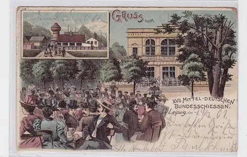 904617 AK Gruss vom XVII. Mitteldeutschen Bundesschiessen Leipzig 1901