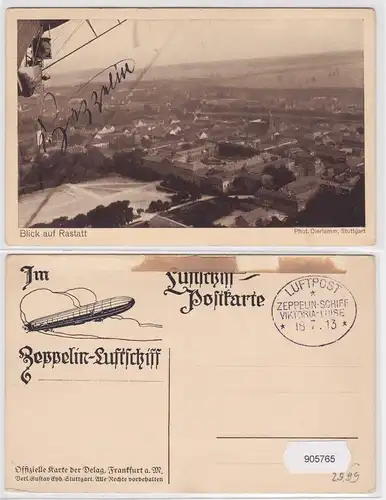 905765 AK Blick auf Rastatt - Luftpost Zeppelin-Schiff Viktoria-Luise 1913