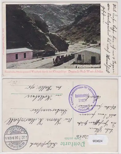 903624 Feldpost AK DSWA Eisenbahn Swakopmund-Windhuk durch das Khangebirge 1906