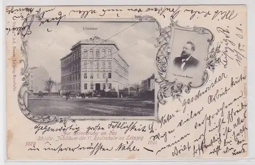 904859 Ak Erinnerung an das 25jähr. Jubiläum der II. Realschule zu Leipzig 1901