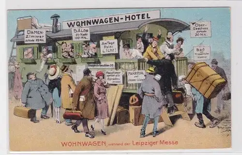 904751 Arthur Thiele Ak Wohnwagen-Hotel während der Leipziger Messe