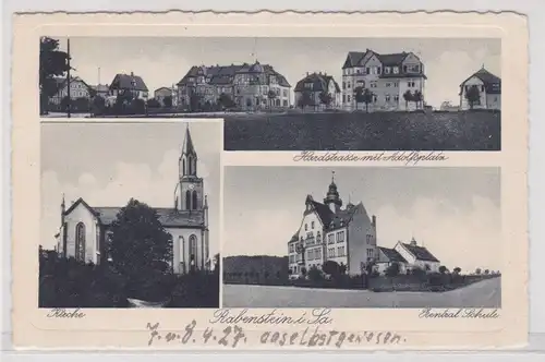 37681 Ak Rabenstein - Kirche, Hardstrasse, Zentral Schule