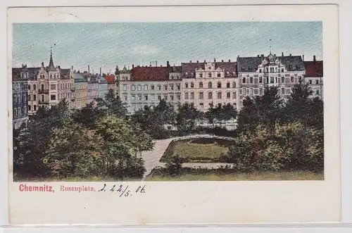 17945 AK Chemnitz - Rosenplatz mit Parkanlage 1906