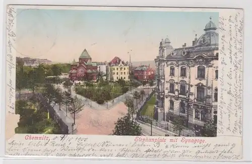 89505 AK Chemnitz - Stephanplatz mit Synagoge 1900
