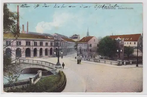 903586 AK Chemnitz - Beckerbrücke, Straßenansicht 1908