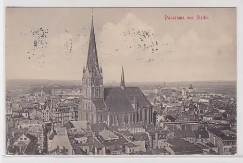 94416 AK Panorama von Stettin (Szczecin) mit Jakobskathedrale 1914