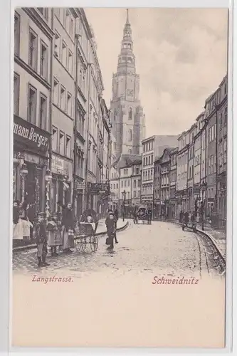 10530 AK Schweidnitz (Świdnica) - Langstrasse, Straßenansicht mit Geschäften