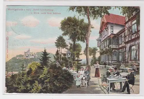 14912 AK Wernigerode am Harz - Hotel Lindenberg und Blick nach dem Schloss 1910