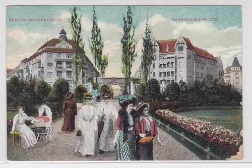 906099 kolorierte AK Berlin-Schöneberg - Bayrischer-Platz, Parkanlage 1911