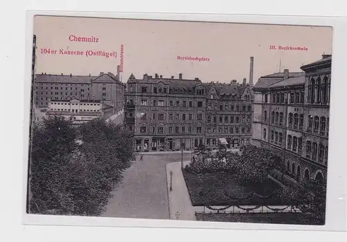 906084 Ak Chemnitz - 104er Kaserne Ostflügel, Bernsbachplatz, III. Bezirksschule