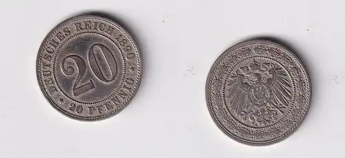 20 Pfennig Nickel Münze Deutsches Reich 1890 A Jäger 14 f.vz (165727)
