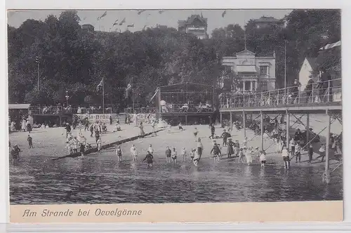 77601 Ak Am Strande bei Oevelgönne - Strandpartie mit Seebrücke