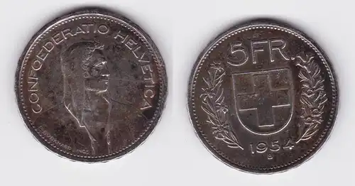 5 Franken Silber Münze Schweiz 1954 B f.vz (164646)