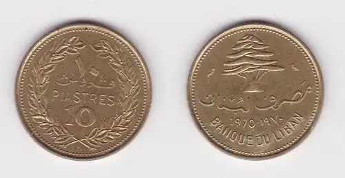 10 Piaster Messing Münze Libanon 1970 vz (165008)