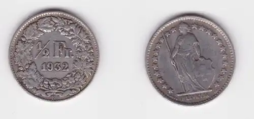 1/2 Franken Silber Münze Schweiz 1932 B ss (164971)
