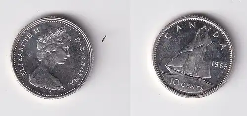 10 Cents Silber Münze Kanada Canada Schiff 1965 Stgl. (162582)