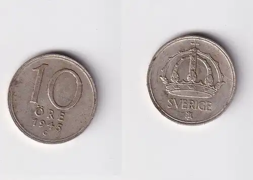 10 Öre Silber Münze Schweden 1945 (164126)