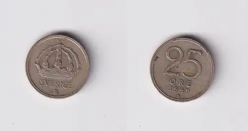 25 Öre Silber Münze Schweden 1949 (160617)