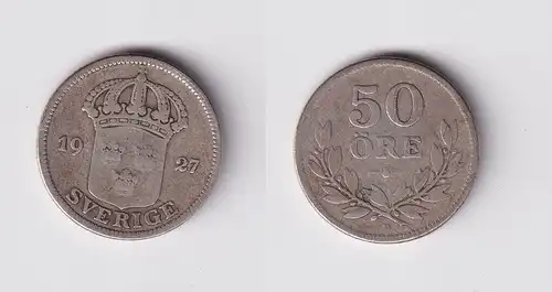 50 Öre Silber Münze Schweden 1927 f.ss (163158)