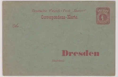 902619 Privatpost Ganzsachen Postkarte Deutsche Privat Post "Hansa" Dresden