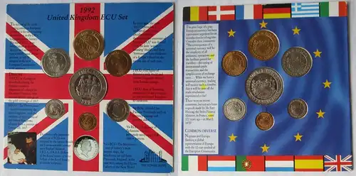 Kursmünzensatz KMS Großbritannien United Kingdom ECU Set 1992 (145961)