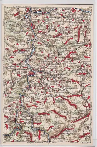 903462 Landkarten Ak Wona-Karte C Rochlitz, Colditz, Lunzenau, Mittweida usw.