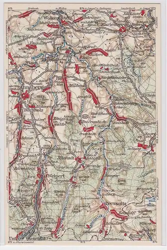 903472 Landkarten Ak Wona-Karte D Annaberg, Wolkenstein, Marienberg usw.