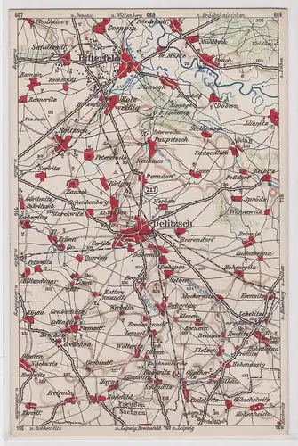 902421 Landkarten Ak Wona-Karte D Bitterfeld, Delitzsch, Holzweissig usw.
