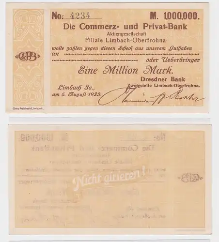 1 Million Mark Banknote Commerz & Privatbank Limbach 6.8.1923 (121378)