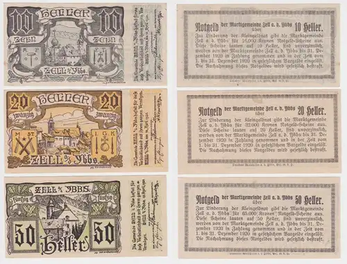 10, 20 und 50 Heller Banknote Zell an der Ybbs (145836)