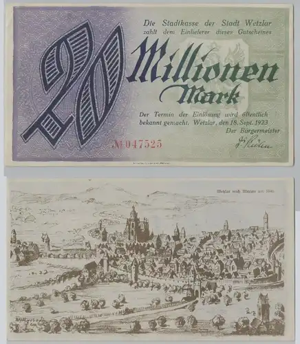 20 Millionen Mark Banknote Inflation Notgeld Stadt Wetzlar 18.9.1923 (149029)