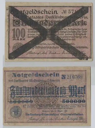 500000 Mark Banknote Freistaat Mecklenburg Schwerin 10.8.1923 (149773)