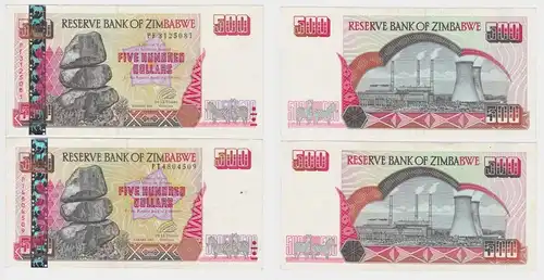 2x 500 Dollar Banknote Reserve Bank of Zimbabwe Simbabwe 2001 (153308)