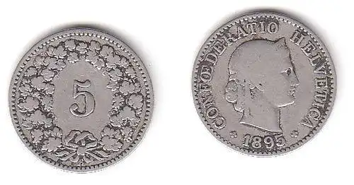 5 Rappen Nickel Münze Schweiz 1895 B (114631)