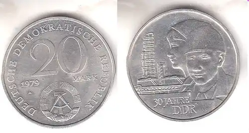 DDR Gedenk Münze 20 Mark 30.Jahrestag der DDR 1979 (111451)