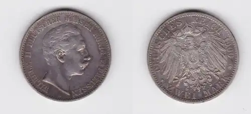 2 Mark Silbermünze Preussen Kaiser Wilhelm II 1900 Jäger 102 (140409)