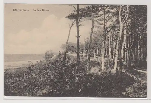 90124 Ak Stolpmünde (Ustka) in den Dünen um 1910